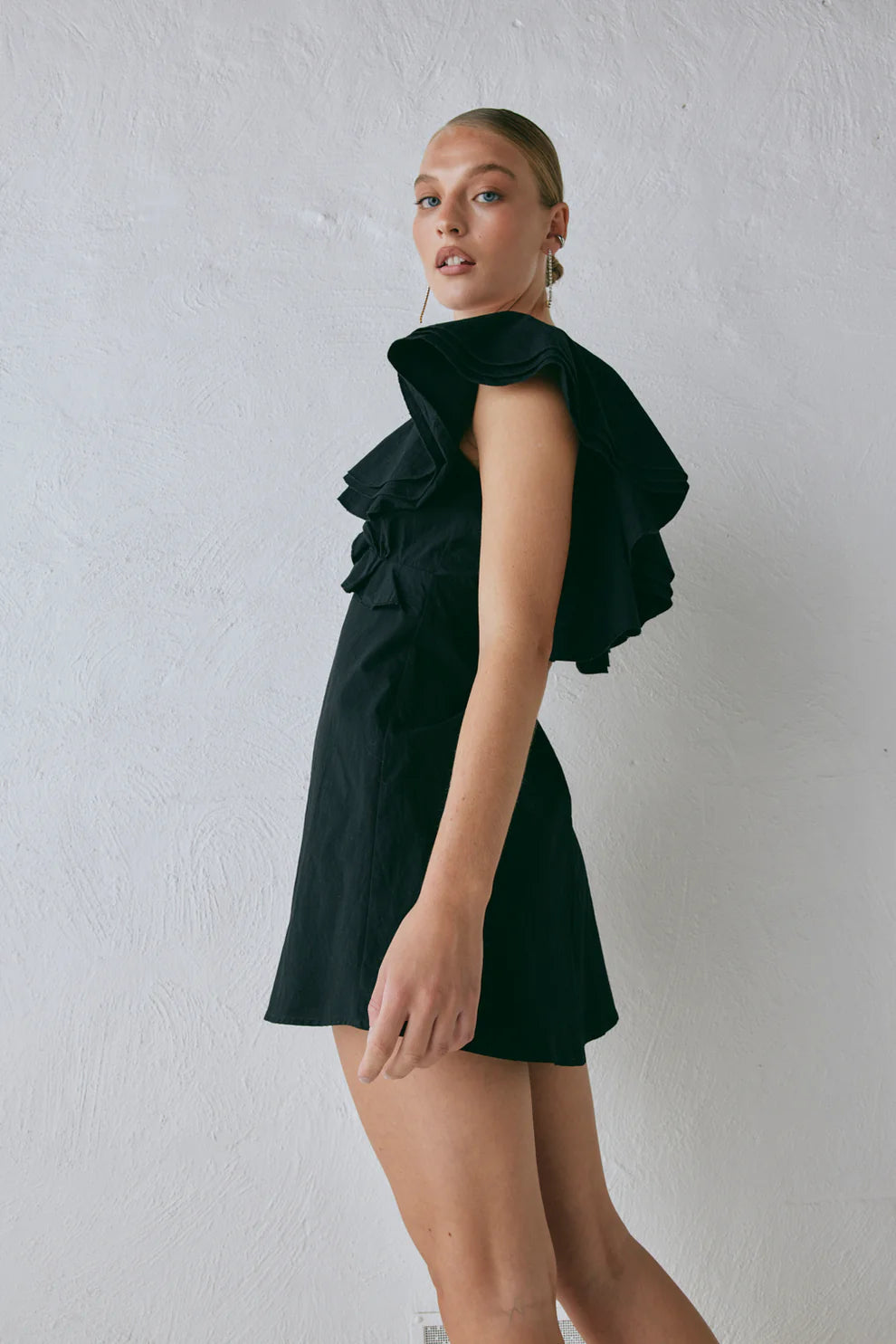 VRG GRL Party Nights Frill mini (black) size 8 (6-8) Mini Dress Rents with Maggie