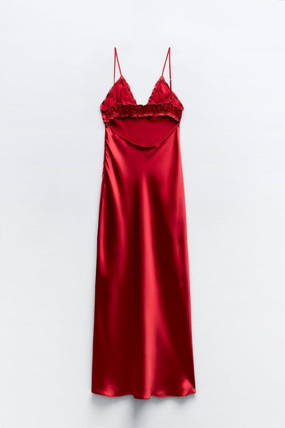 Zara Red Satin midi