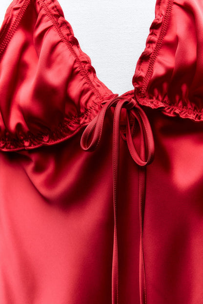 Zara Red Satin midi