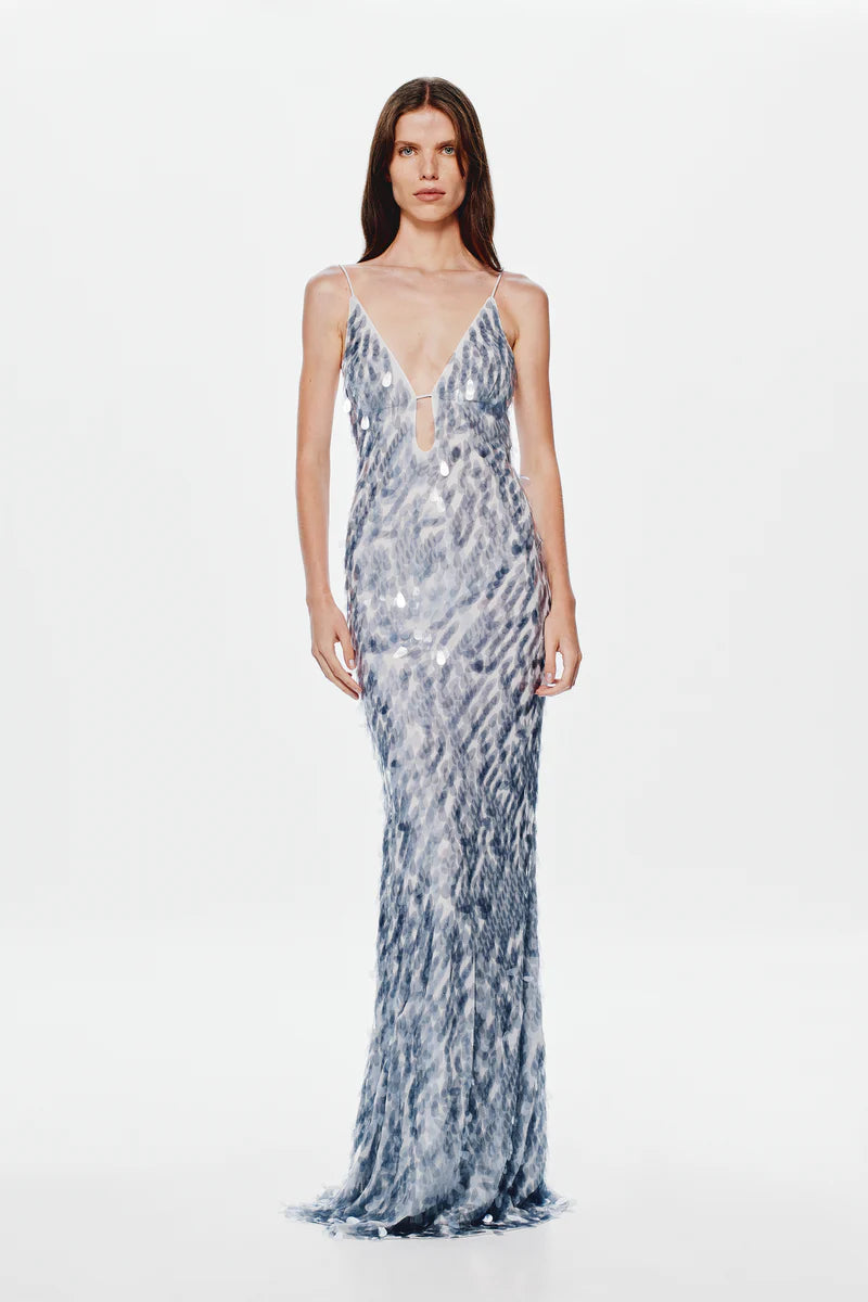 Misha Sapphire Sequin Dress Size 8 Maxi Dress  Rents with Maggie