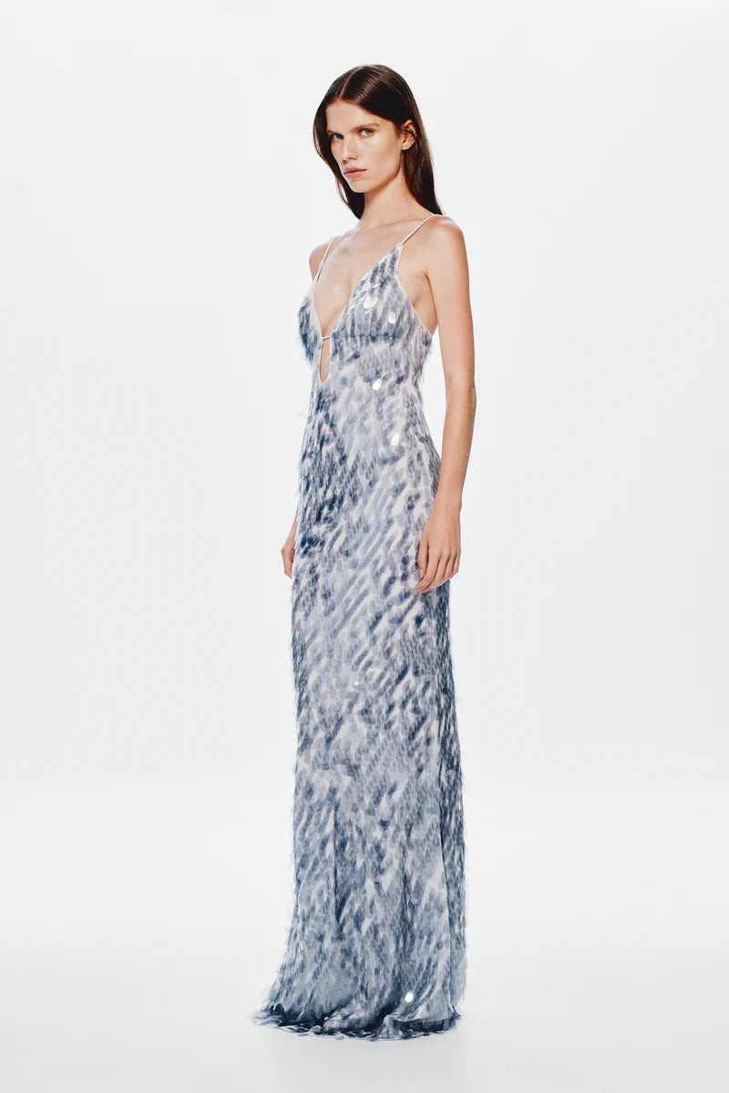 Misha Sapphire Sequin Dress Size 8 Maxi Dress  Rents with Maggie
