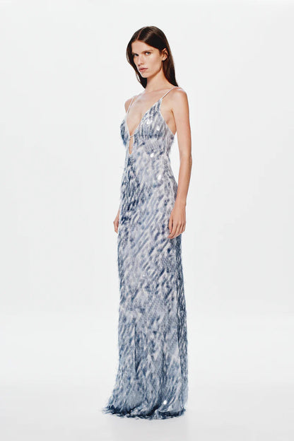 Misha Sapphire Sequin Dress Size 8 Maxi Dress  Rents with Maggie
