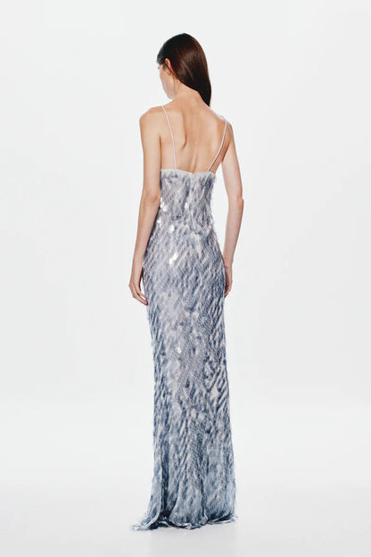 Misha Sapphire Sequin Dress Size 8 Maxi Dress  Rents with Maggie