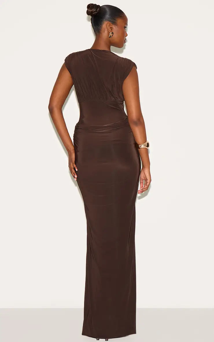 PLT Plunge Maxi | Chocolate Size 4, 8 & 12 Maxi Dress  Rents with Maggie