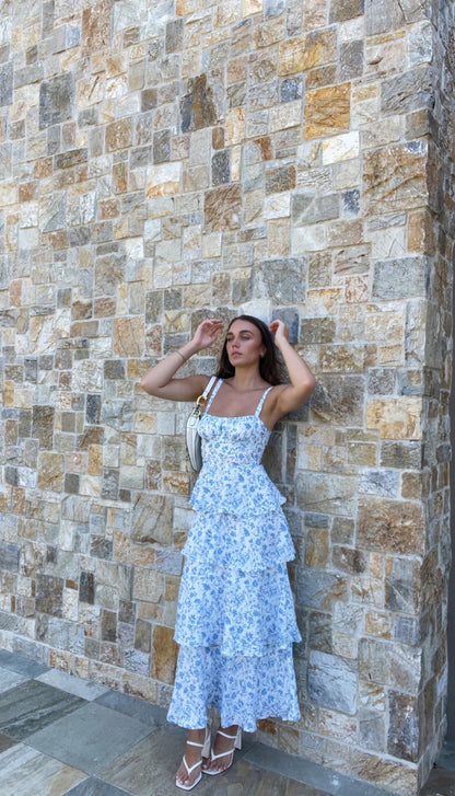 Matilda Floral Maxi Dress - Blue size 10 (8-12) Maxi Dress  Rents with Maggie