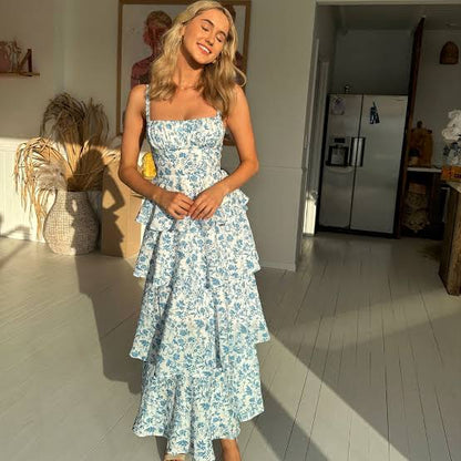 Matilda Floral Maxi Dress - Blue size 10 (8-12) Maxi Dress  Rents with Maggie