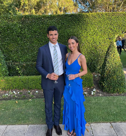 Forever New Poppy Gown (blue) size 12 (8-12) Maxi Dress  Rents with Maggie