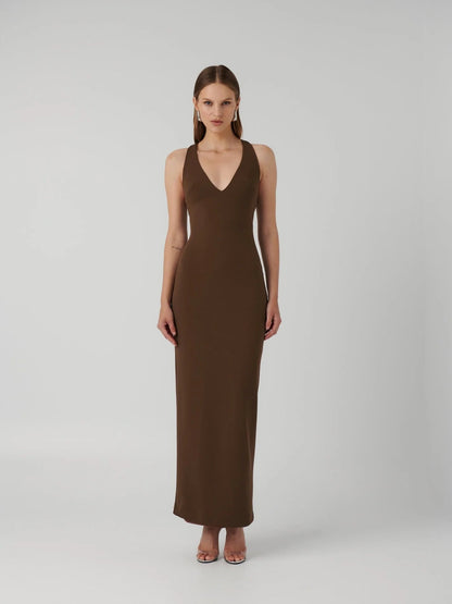 Effie Kats Eiza Gown | Mocha Size XL (12-16) Maxi Dress  Rents with Maggie